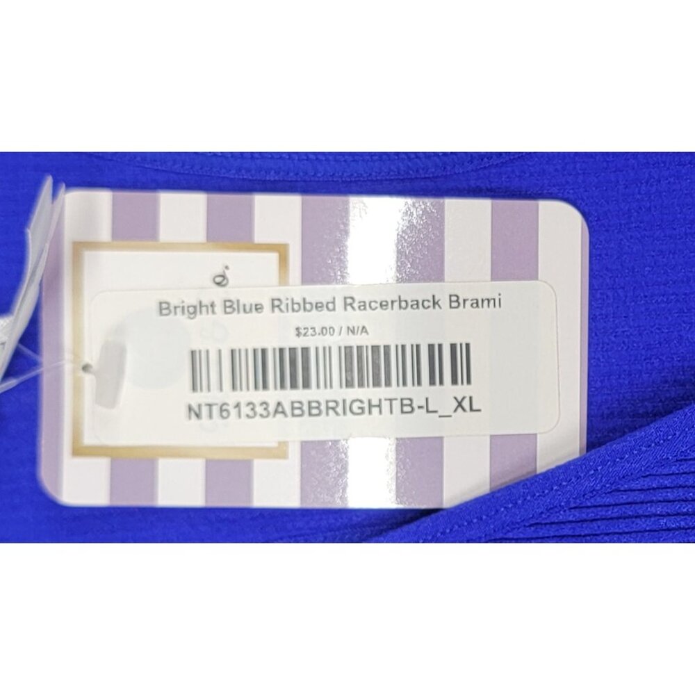 Zenana Racerback Brami Top Bright Blue Ribbed Sleeveless V-Neck Womens L/XL - Picture 6 of 8